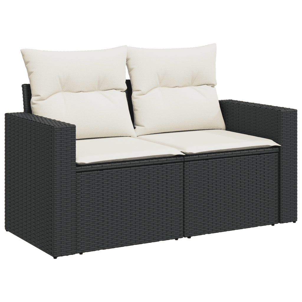 10-dijelni set vrtnih sofa s jastucima crni od poliratana Crna 65.5 x 62 x 69 cm