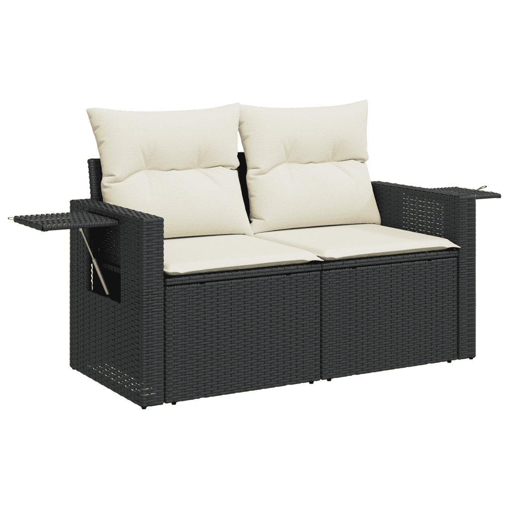 7-dijelni set vrtnih sofa od poliratana s jastucima crni Crna