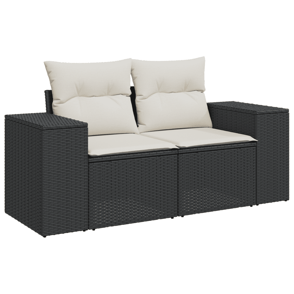9-dijelni set vrtnih sofa s jastucima crni od poliratana Crna 83 x 62 x 69 cm