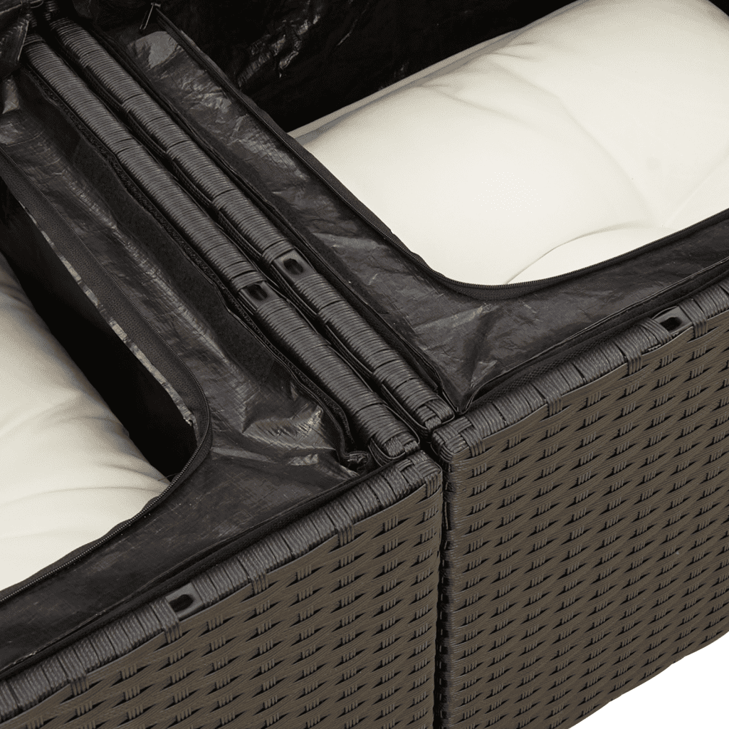 9-dijelni set vrtnih sofa s jastucima crni od poliratana Crna