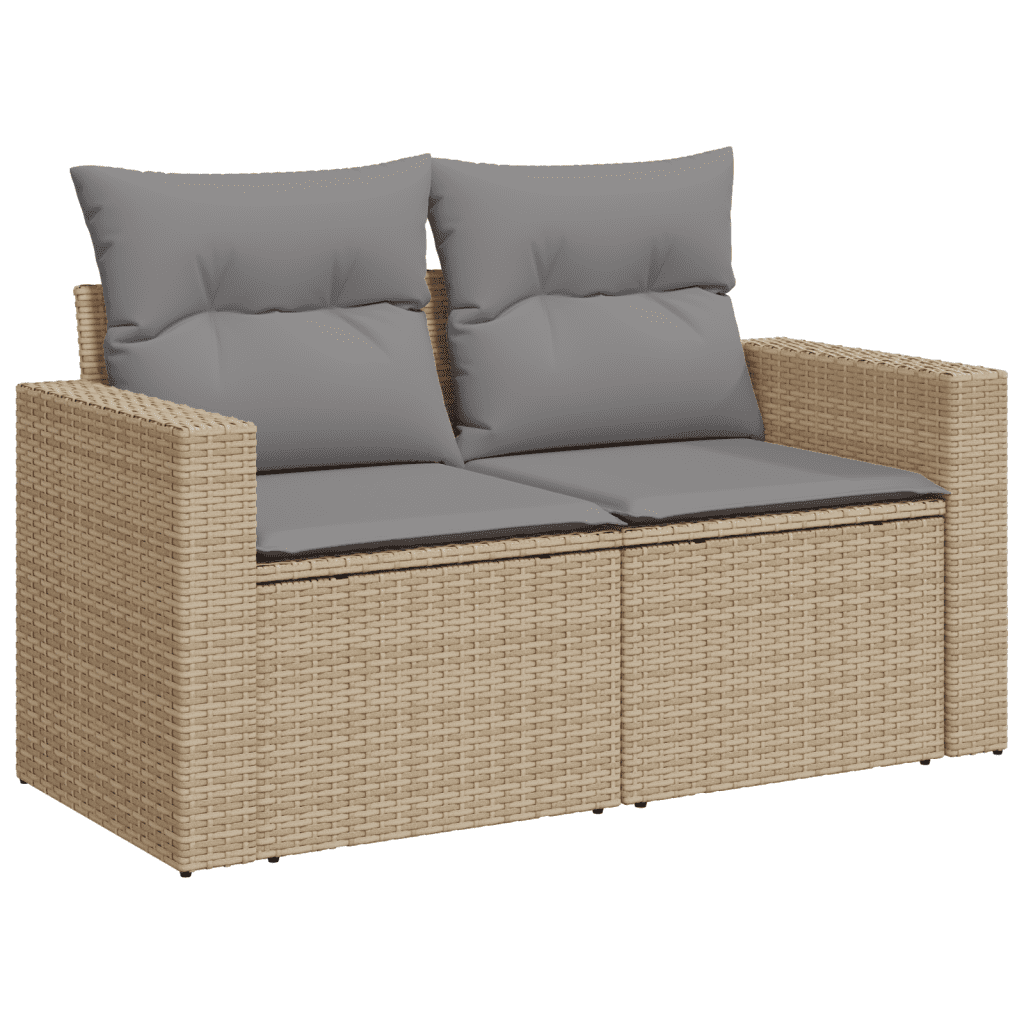 10-dijelni set vrtnih sofa s jastucima bež od poliratana 65.5 x 62 x 69 cm