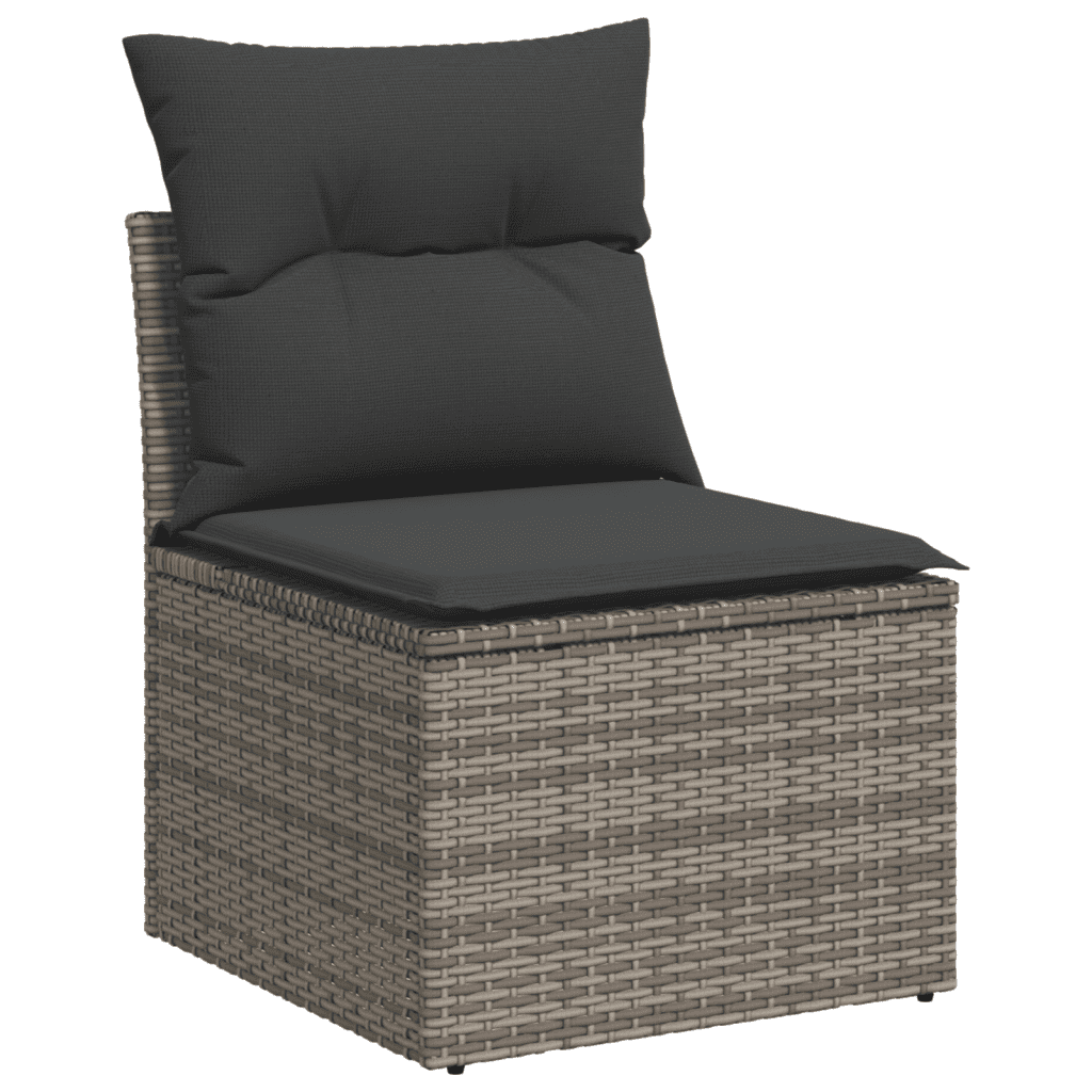 10-dijelni set vrtnih sofa od poliratana s jastucima sivi Siva 100 x 55 x 73 cm