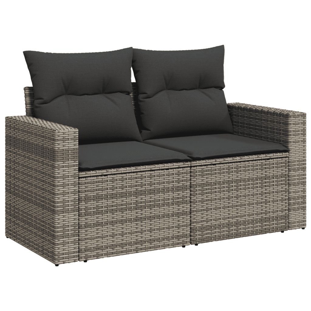 10-dijelni set vrtnih sofa od poliratana s jastucima sivi