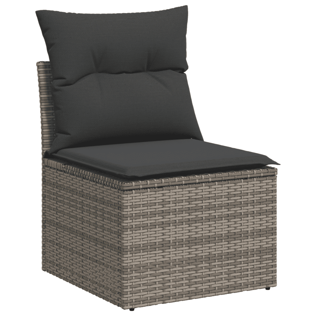 8-dijelni set vrtnih sofa od poliratana s jastucima sivi Siva