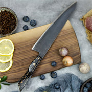 Damaščanski kuhinjski nož KU-37427 - Kiritsuke / Crna / Zlatna KP37427