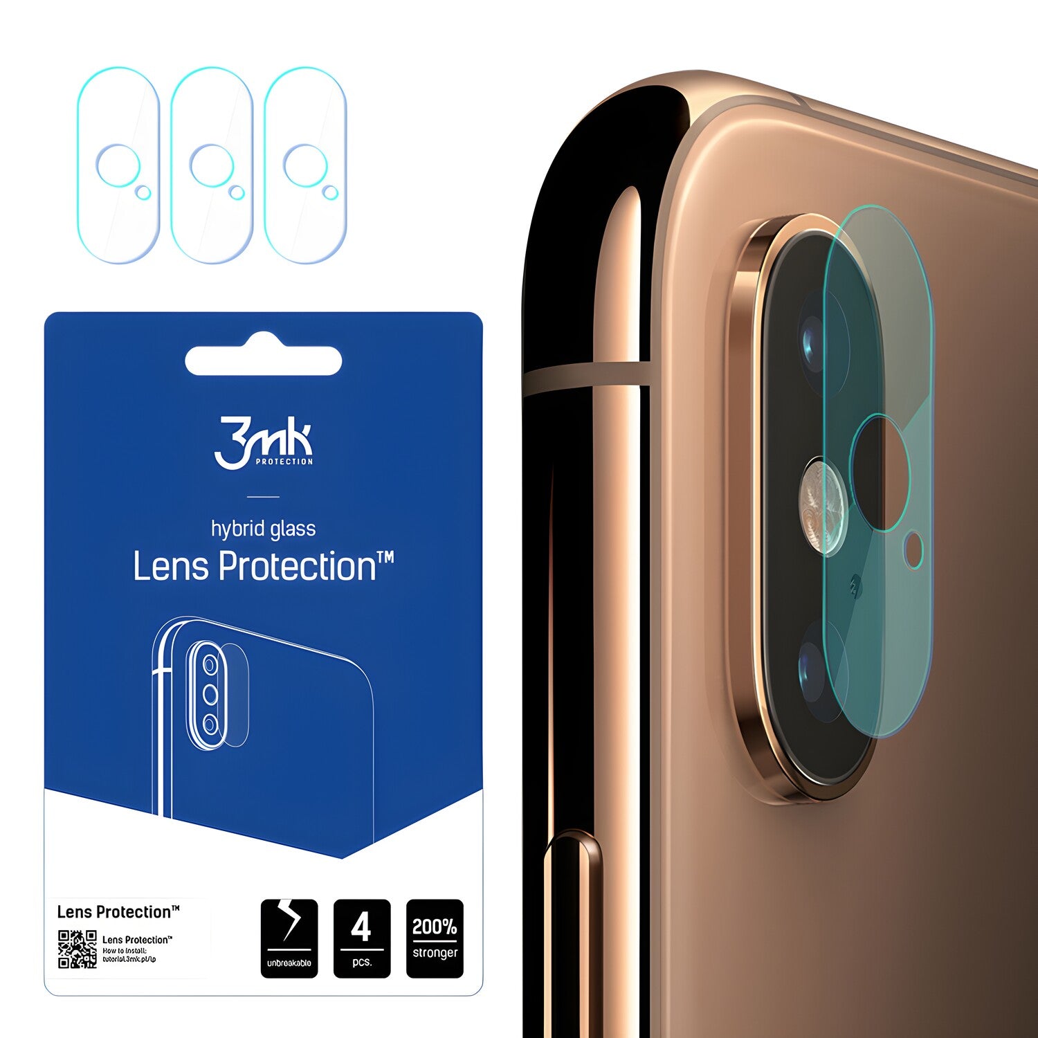 4x Staklo za kameru 3mk za Apple iPhone XS Max - Prozirna KP20916