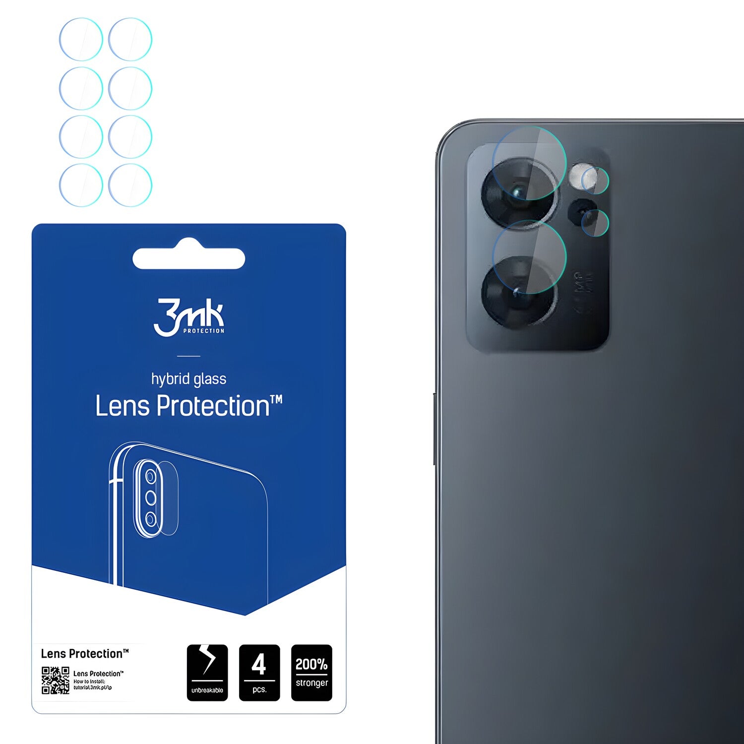 4x Staklo za kameru 3mk za Oppo Reno7 5G - Prozirna KP20527