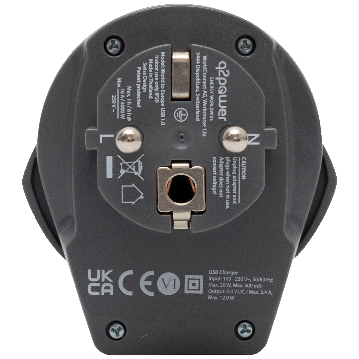 q2power Adapter, putni, univerzalni sa USB-om - World to Europe USB
