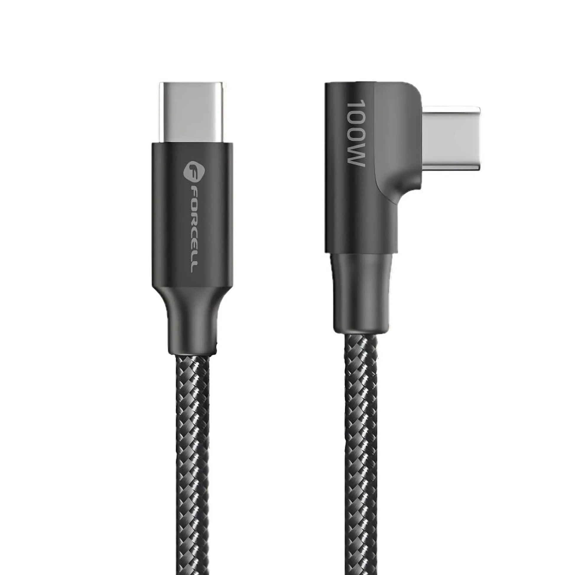 Kabel kutni USB C na USB C Forcell F-Energy QC4.0 PD 5A 100W 2 m - crni