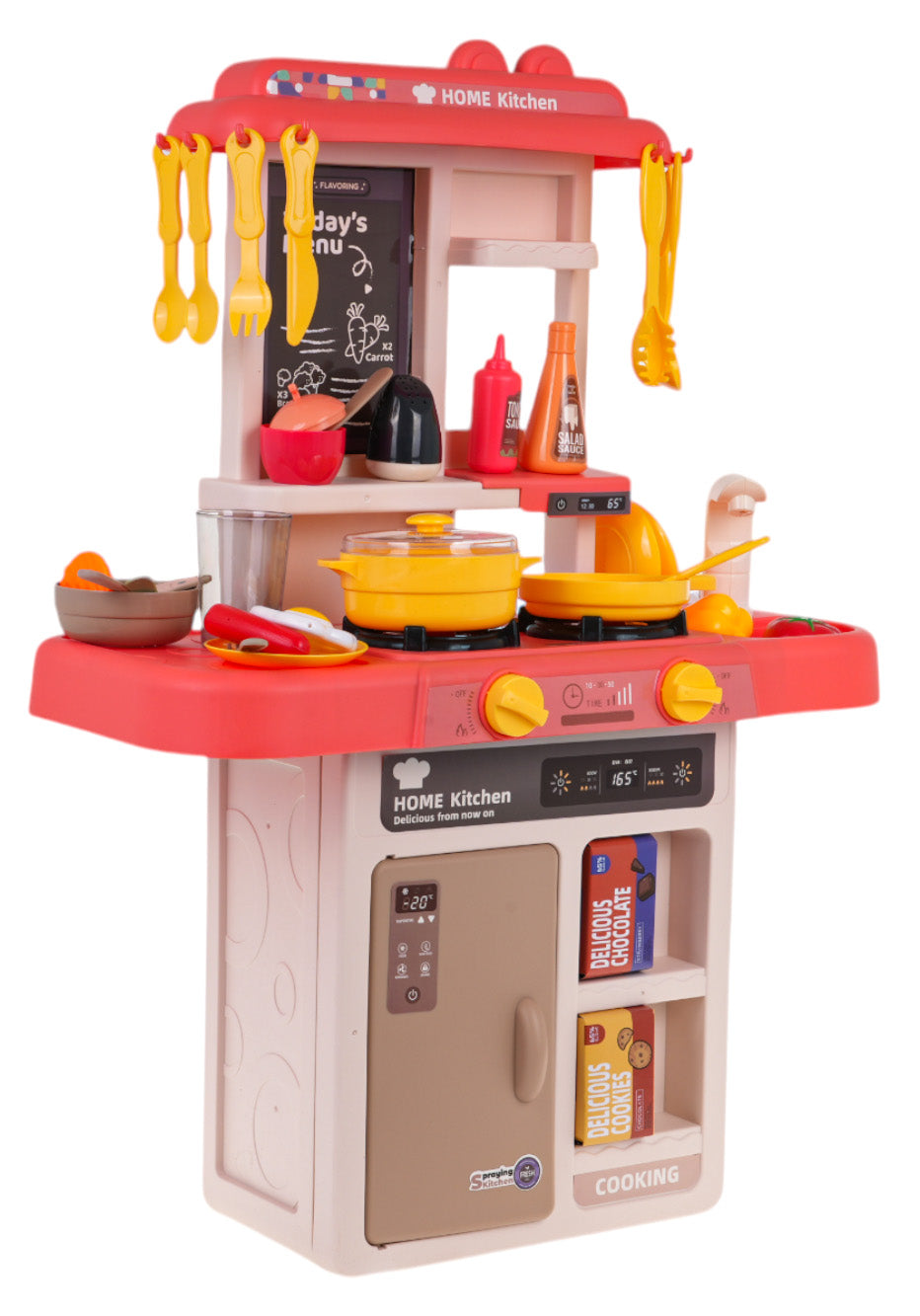 Dječja kuhinja za igru Kitchenette sasvjetlosnim - 43 elemenata - roza