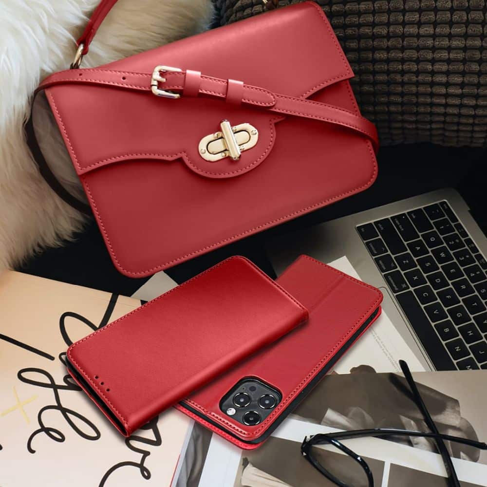 Kožna futrola za Samsung S25 FE Smart Pro Book - maroon