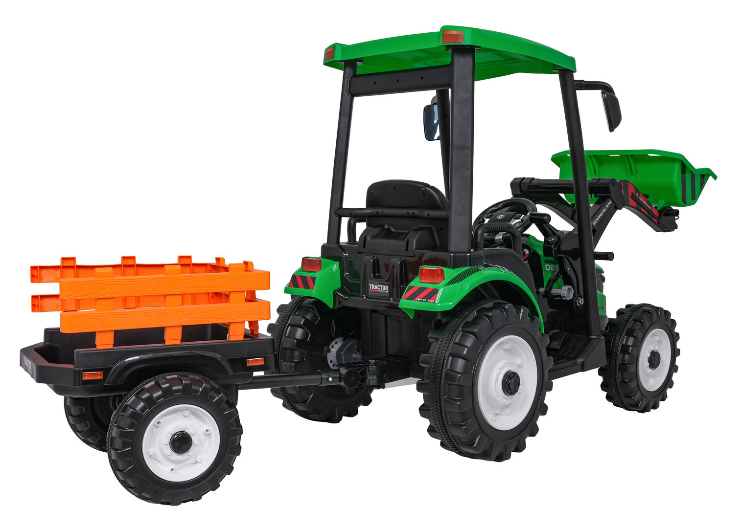 Traktor na akumulator s prikolicom MEGA D68 - zeleni