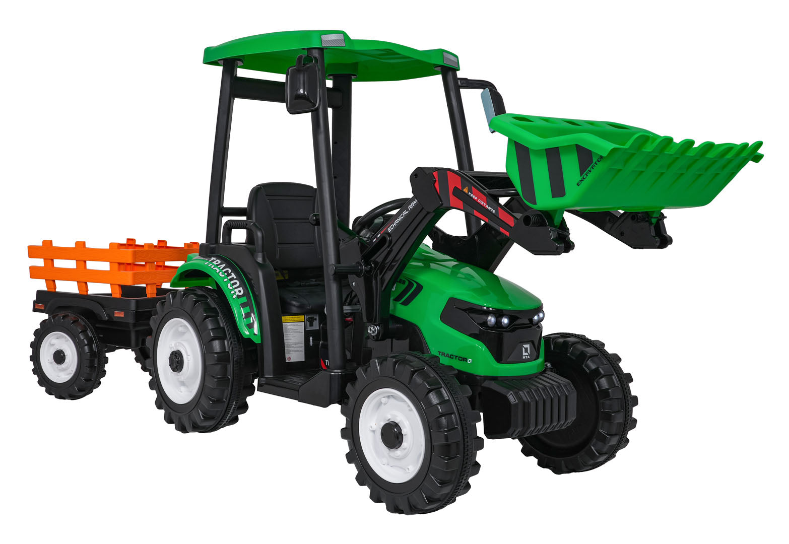 Traktor na akumulator s prikolicom MEGA D68 - zeleni
