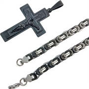 Muška ogrlica RE-38737 - Crna / Srebrna / 70cm KP38737