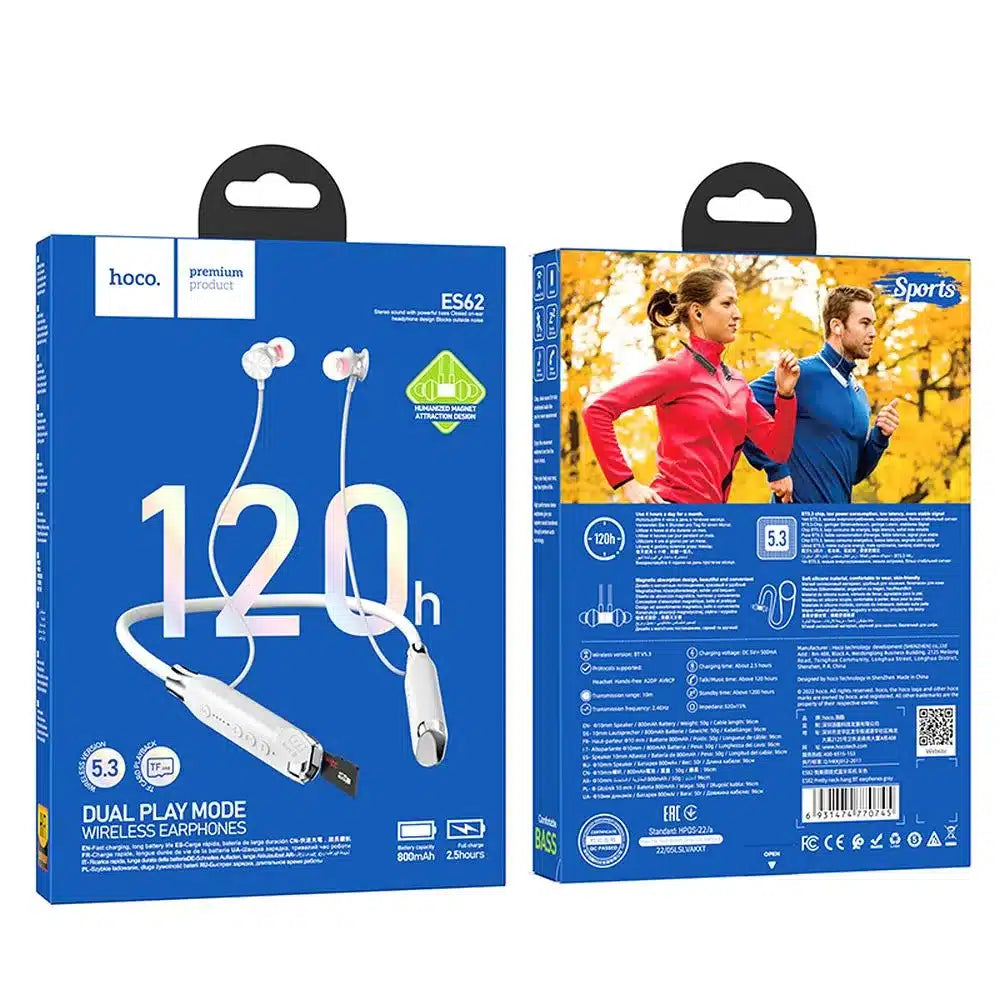 HOCO bežične bluetooth sportske slušalice oko vrata ES62 - sive
