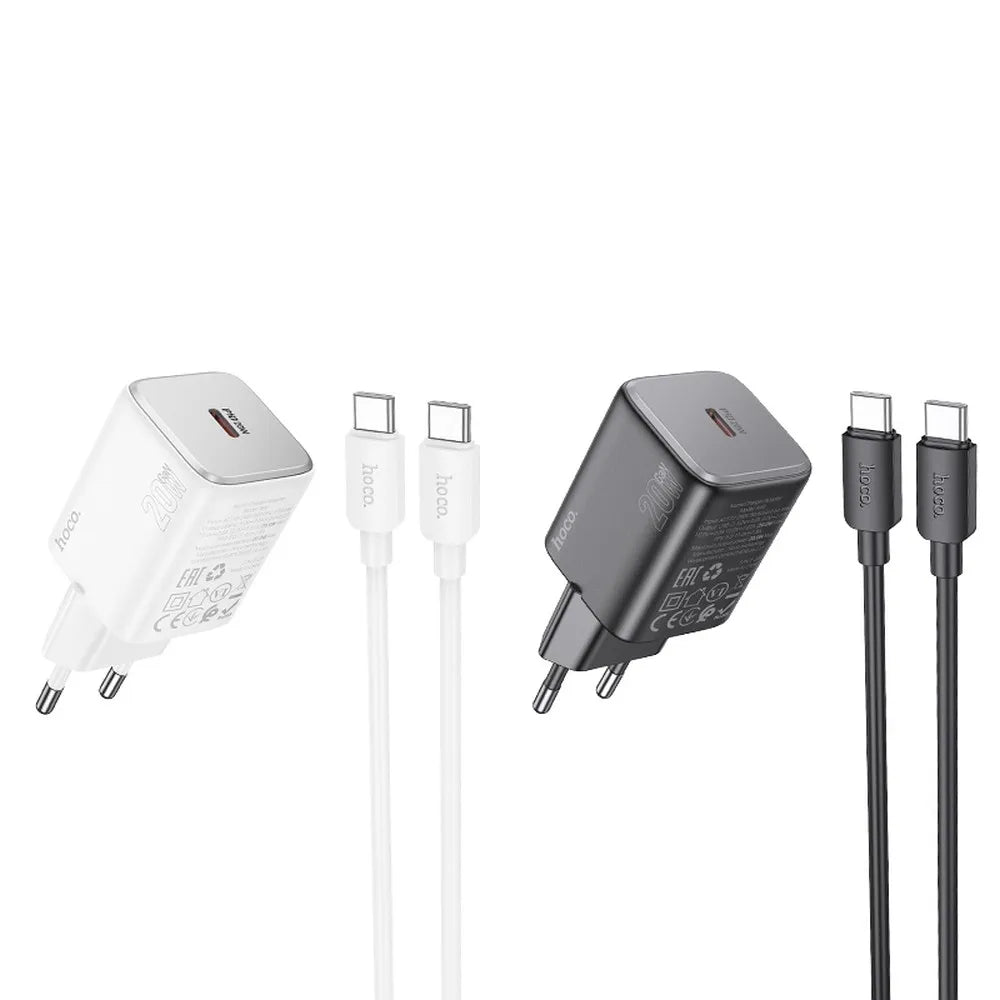 HOCO zidni punjač Type C + kabel Type C na Type C QC PD 20W N40 crni