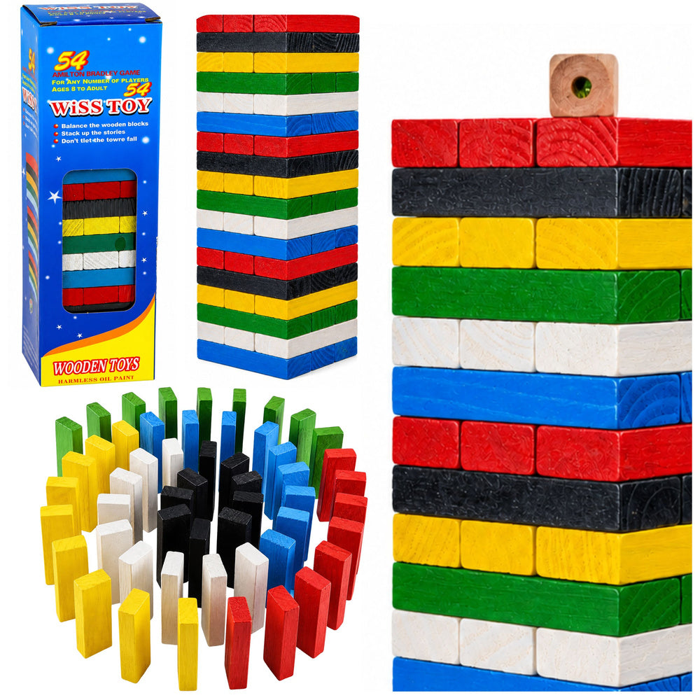 Arkadna igra Jenga s brojevima + kockicama - 54 elemenata