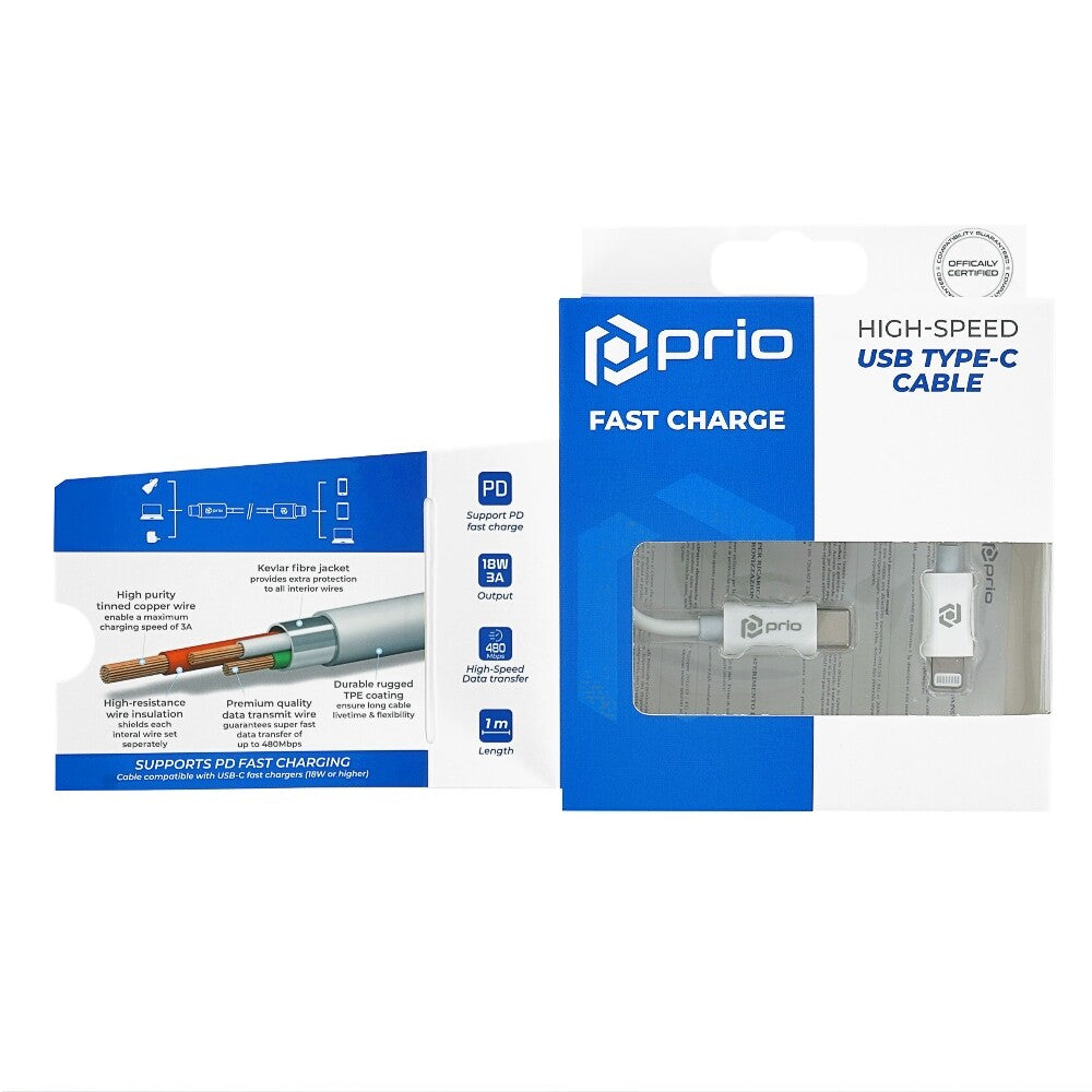Prio Charge&Sync USB C na Lightning Cable MFi certificiran 1m bijeli