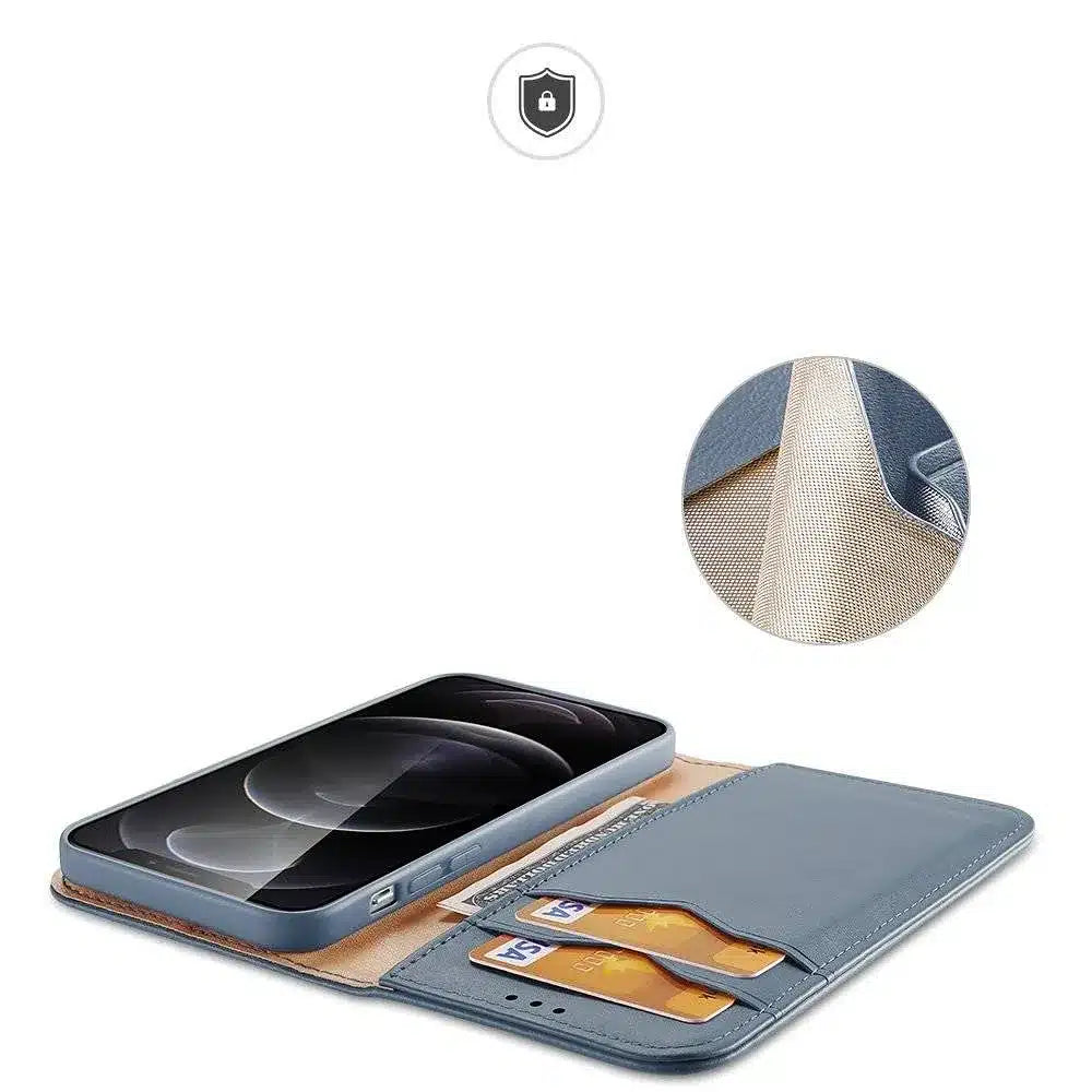 DUX DUCIS Hivo - kožna torbica novčanik za Apple iPhone 13 Pro Max plava