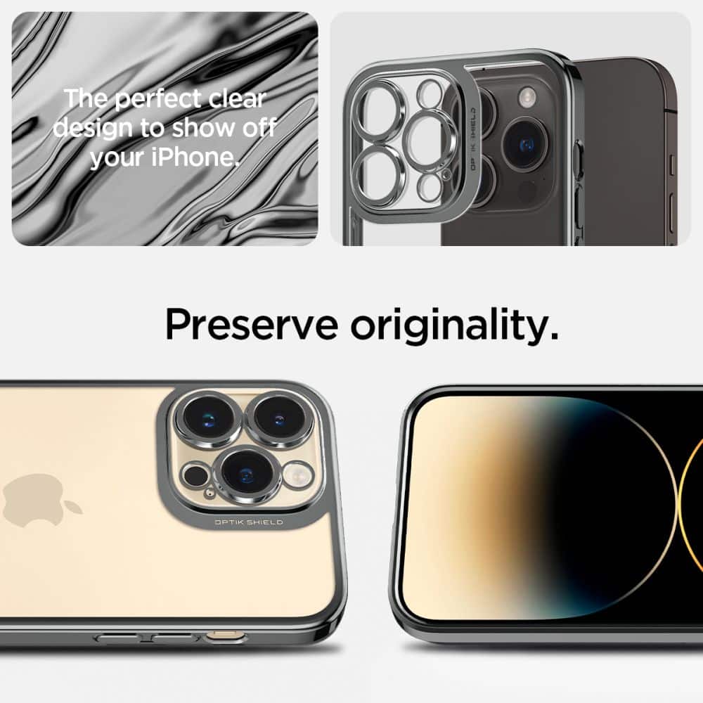 SPIGEN OPTIK CRYSTAL ZA IPHONE 14 PRO MAX CHROME GREY