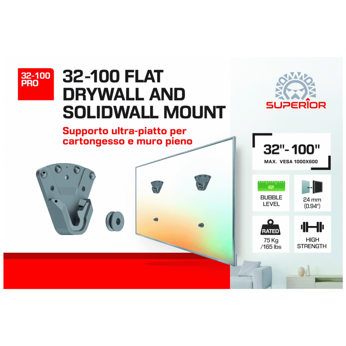 Superior Nosač za TV prijemnike 32"- 100", Ultra SLIM, 75 kg. - TV Wall Mount 32-100 PRO