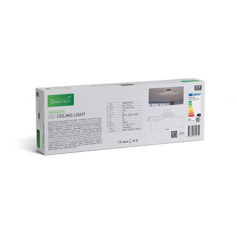 Stropna dekorativna svjetiljka WAVEFUSION-18W Green Tech 18W, 3CCT