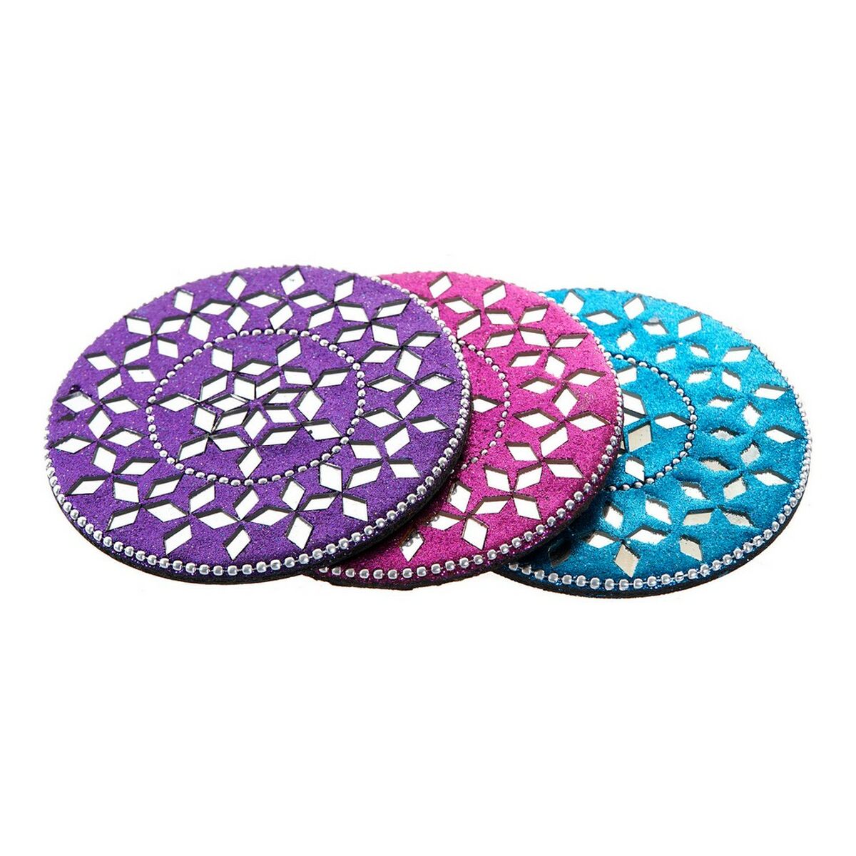 Podmetači za čaše DKD Home Decor Aluminij Drvo MDF (3 pcs)