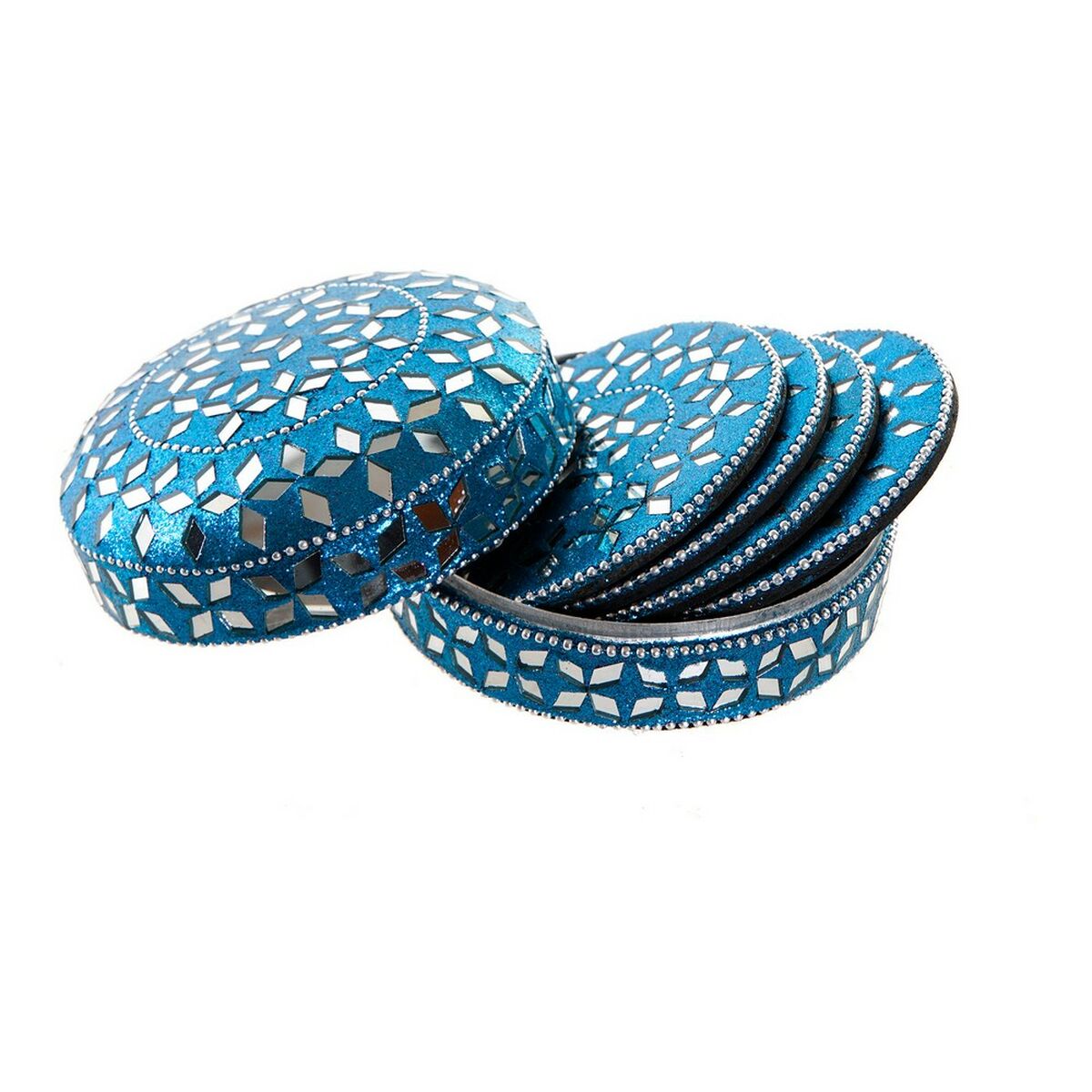 Podmetači za čaše DKD Home Decor Aluminij Drvo MDF (3 pcs)