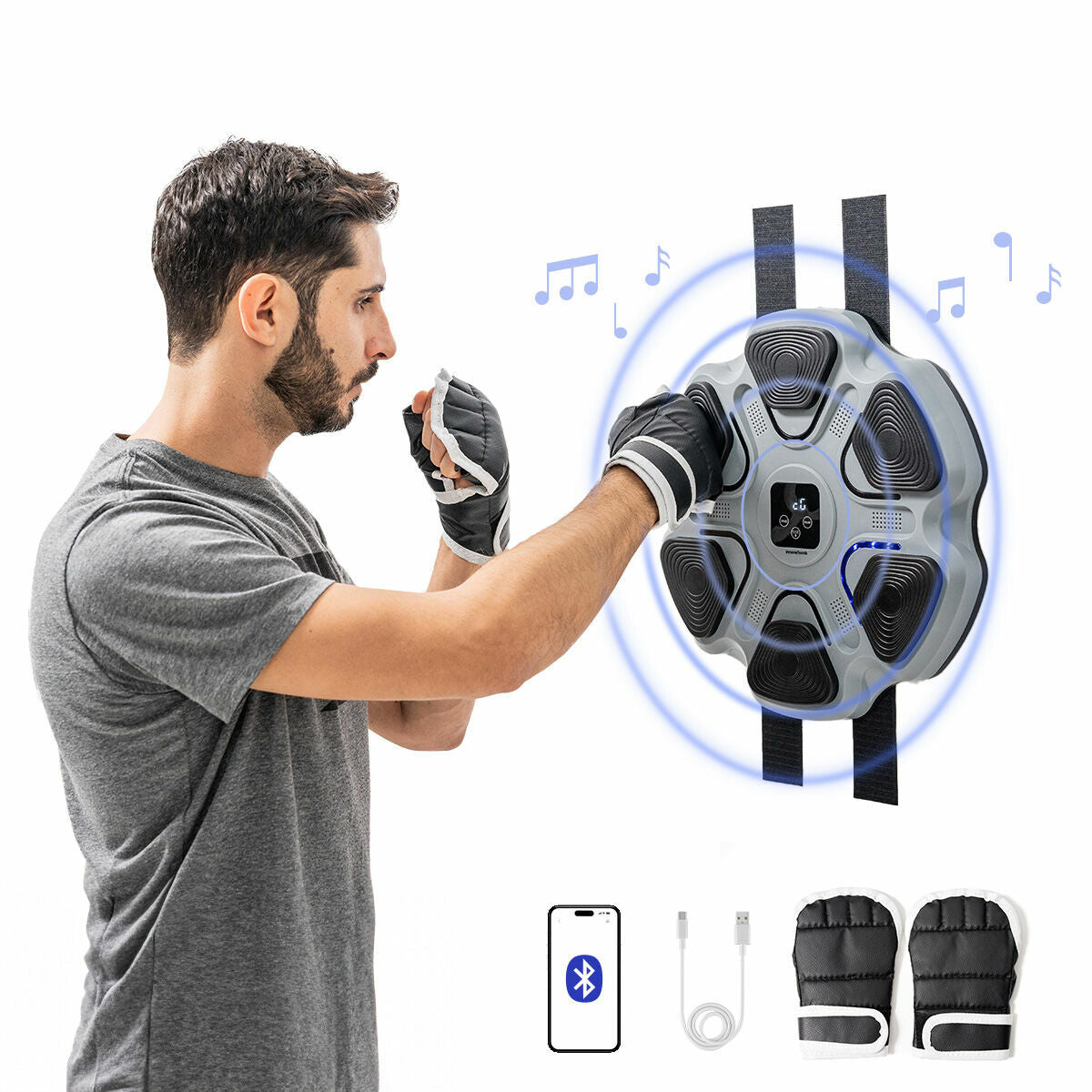 Set Trening Loptica i Refleks + Punjiva Glazbena Boksačka Sprava InnovaGoods