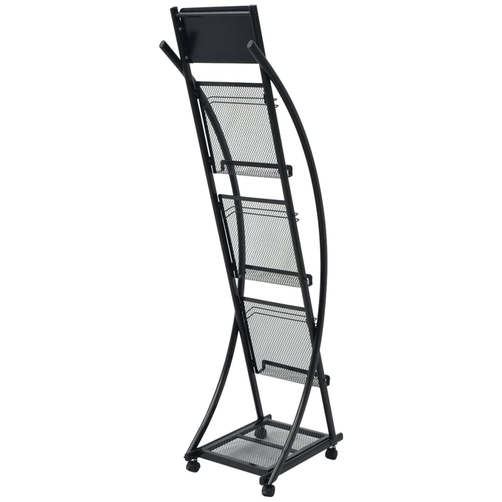Stalak za Časopise 40x32x131 cm Crni A4