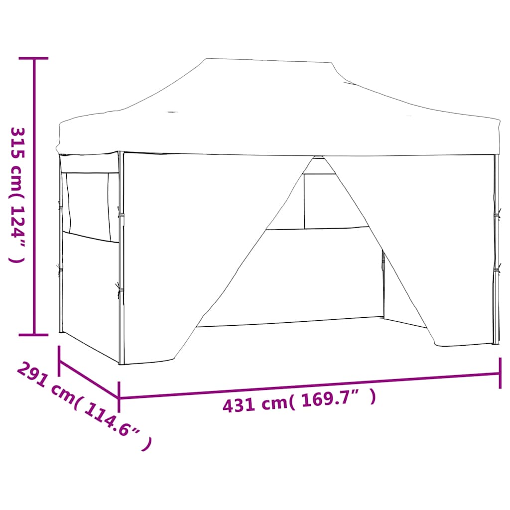 Sklopivi Pop-up Šator sa 4 Panela 3x4,5 m Krem Bijeli