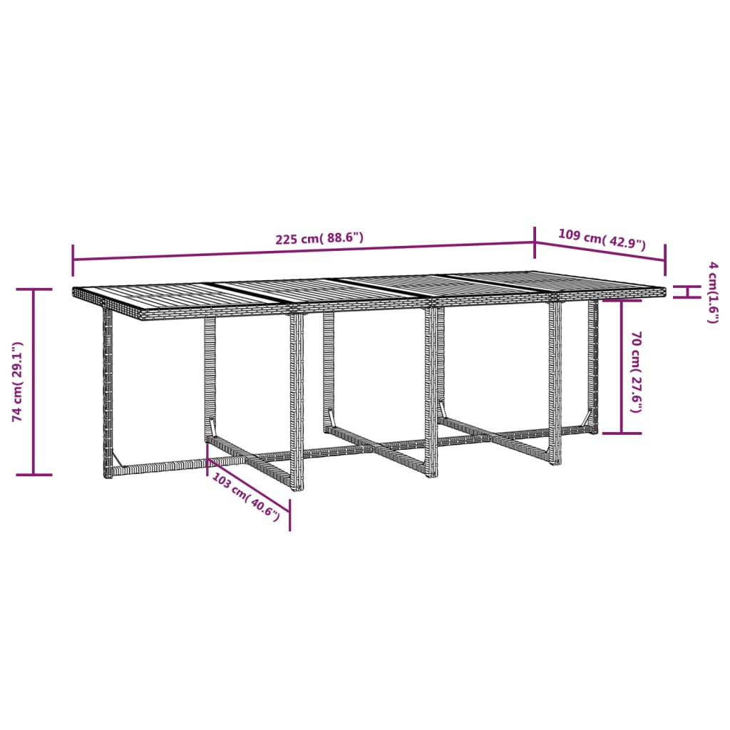 13-dijelni vrtni blagovaonski set poliratan i bagremovo drvo crni