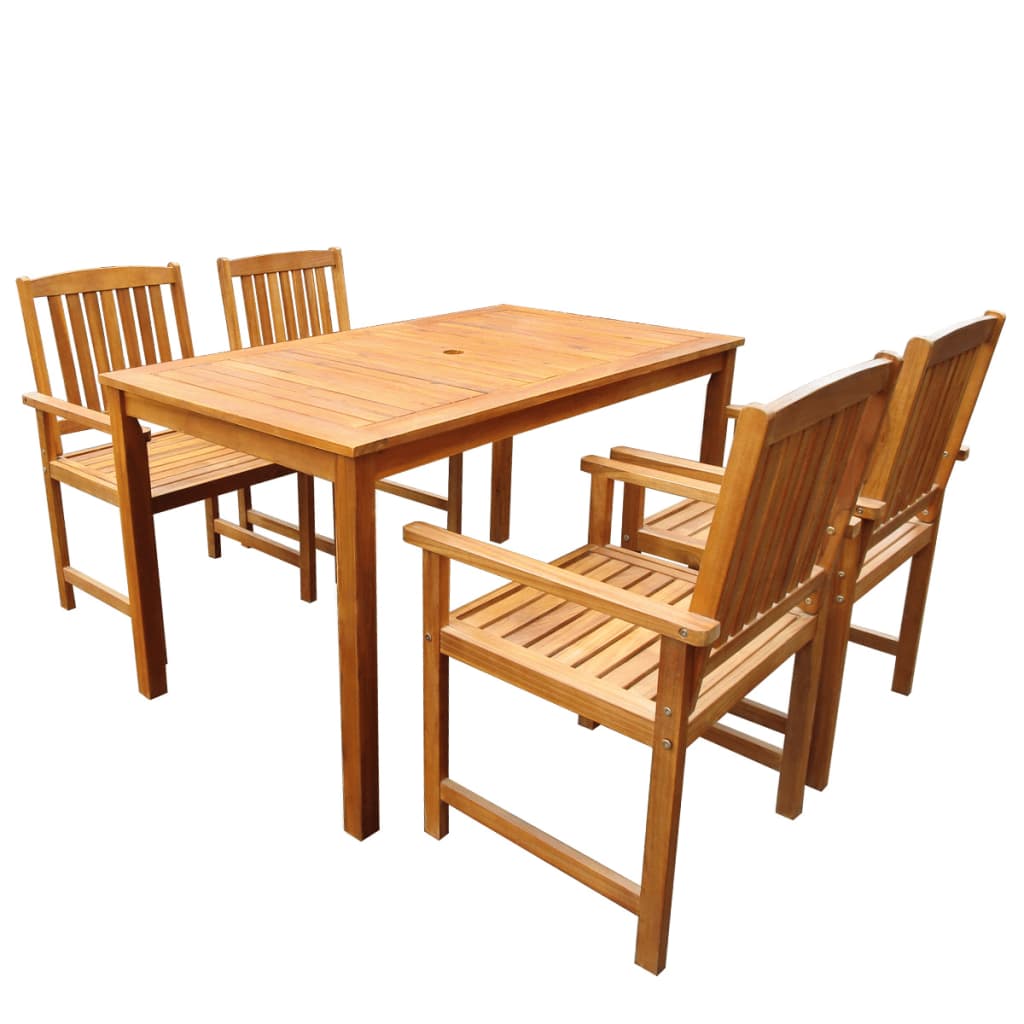 5-dijelni vrtni blagovaonski set bagremovo drvo Smeđa 140 cm table length
