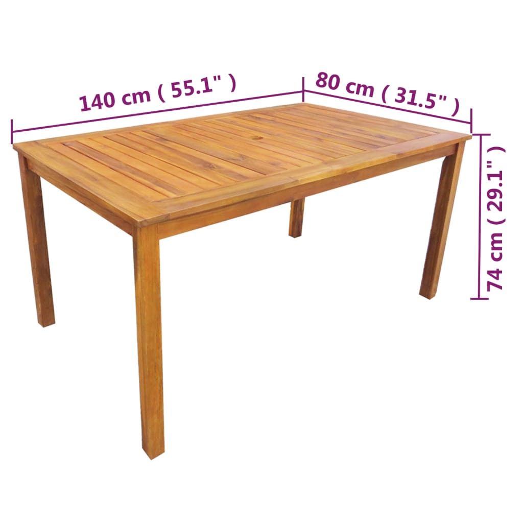 5-dijelni vrtni blagovaonski set bagremovo drvo Smeđa 140 cm table length