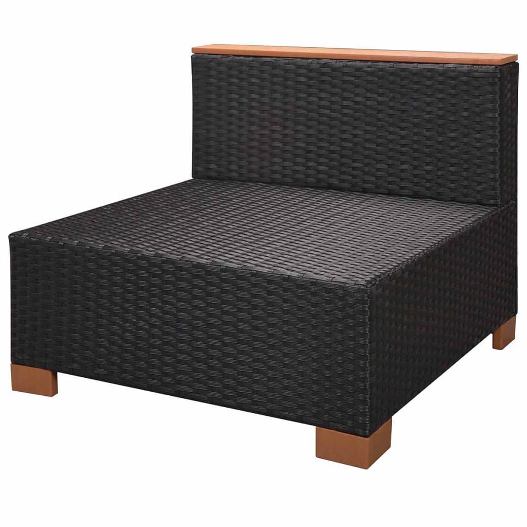 10-dijelna vrtna garnitura od poliratana s jastucima crna