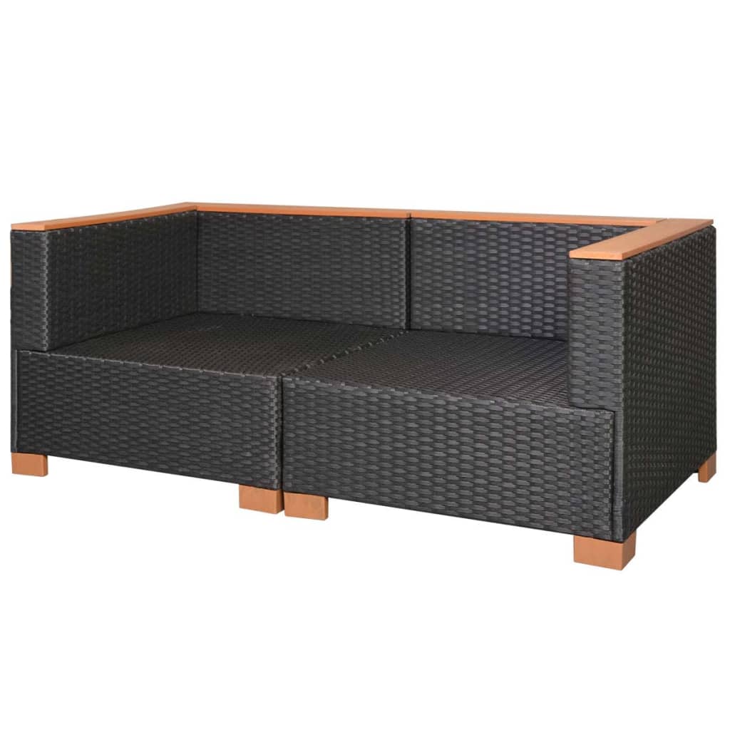 Vrtna sofa od poliratana crna