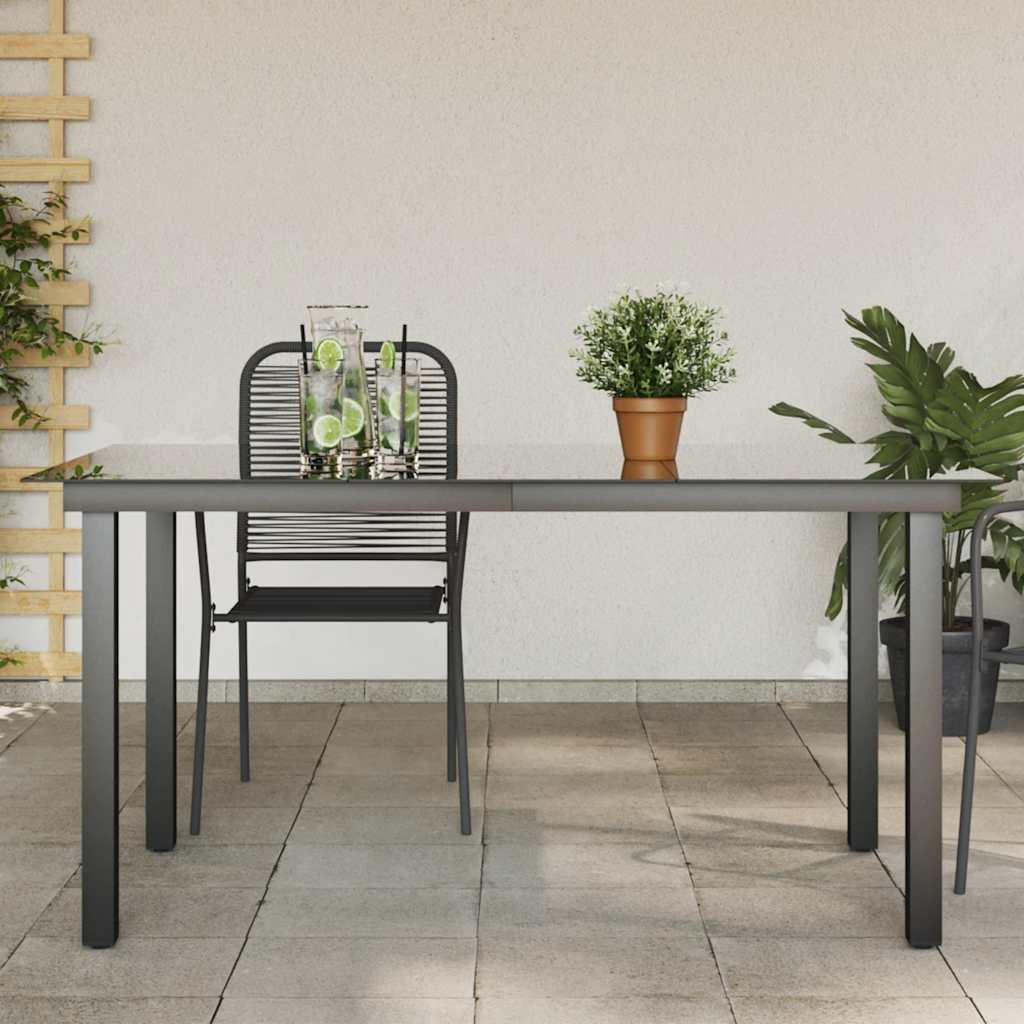 Vrtni stol crni 150 x 90 x 74 cm aluminijum i staklo