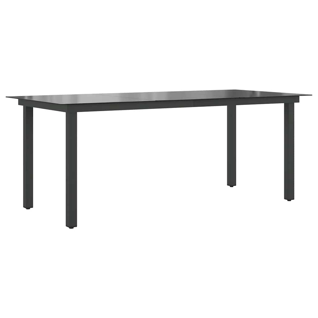 Vrtni stol crni 190 x 90 x 74 cm aluminijum i staklo