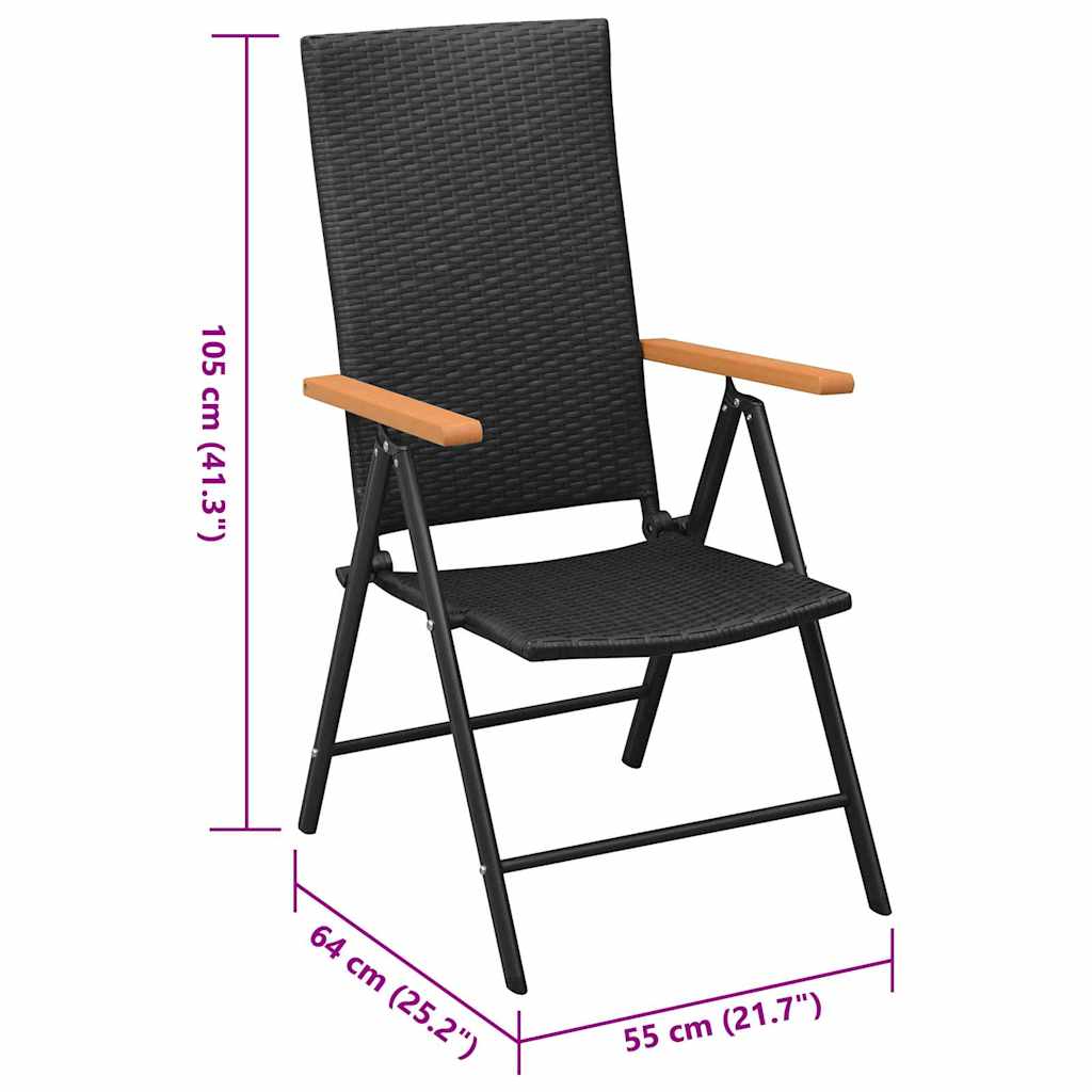 Vrtne složive stolice 2 kom poliratan crne