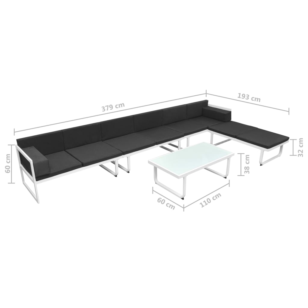 5-dijelna vrtna garnitura od aluminija i tekstilena crna