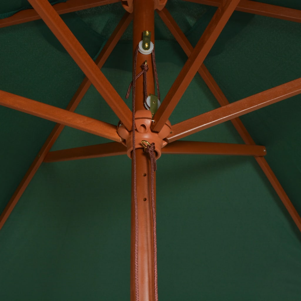 Suncobran 270 x 270 cm s drvenim stupom zeleni