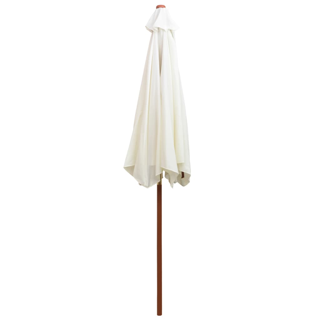 Suncobran 270 x 270 cm s drvenim stupom krem bijeli