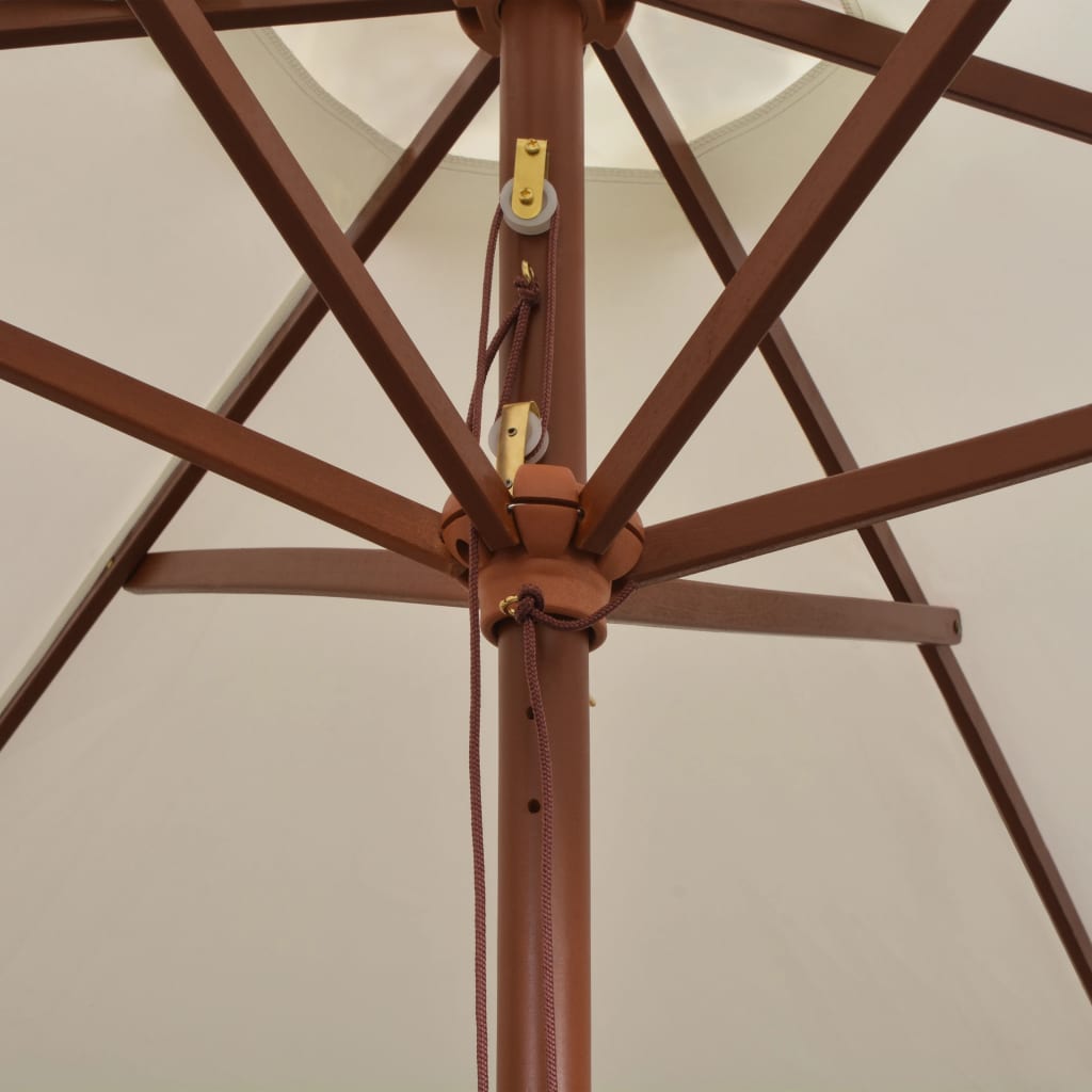 Suncobran 270 x 270 cm s drvenim stupom krem bijeli