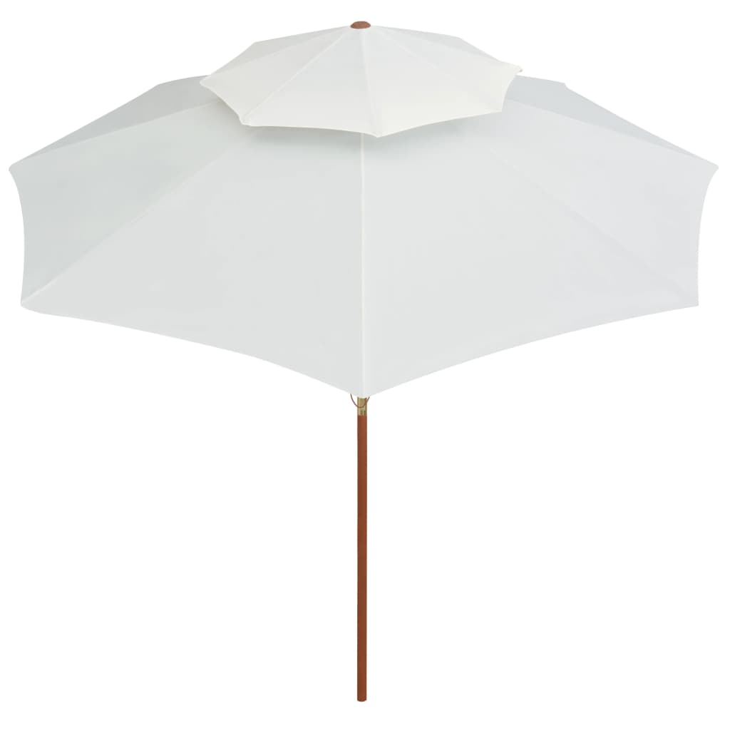 Dvoslojni suncobran 270 x 270 cm s drvenim stupom krem bijeli