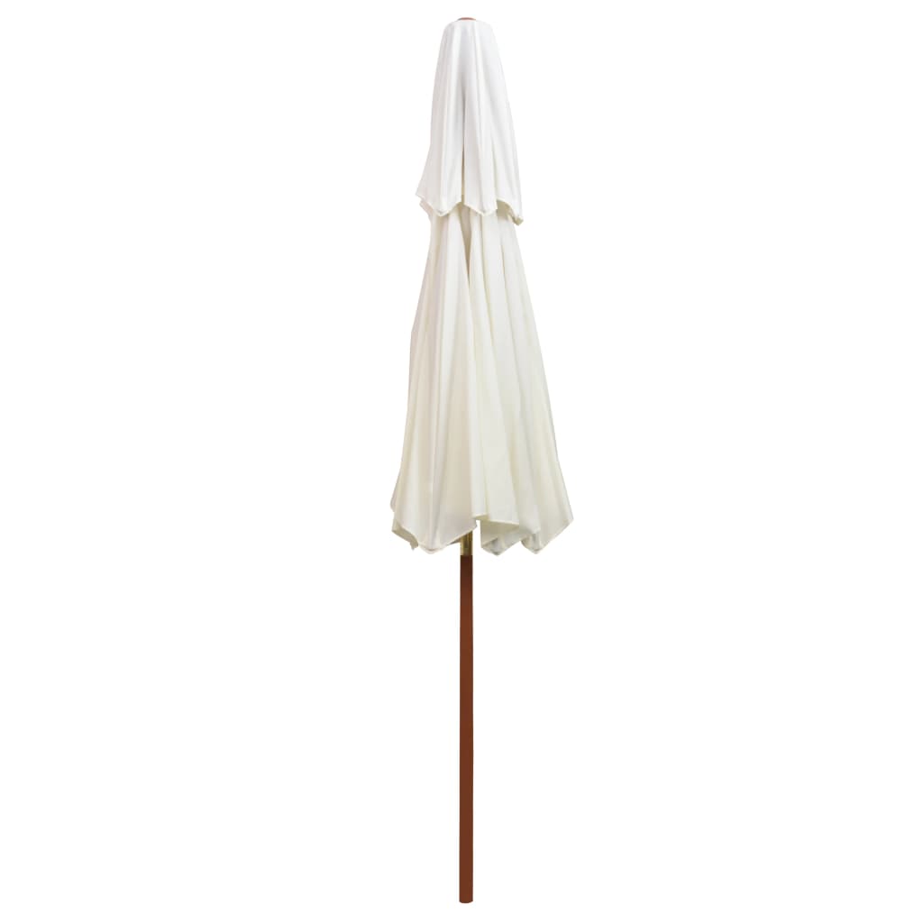 Dvoslojni suncobran 270 x 270 cm s drvenim stupom krem bijeli