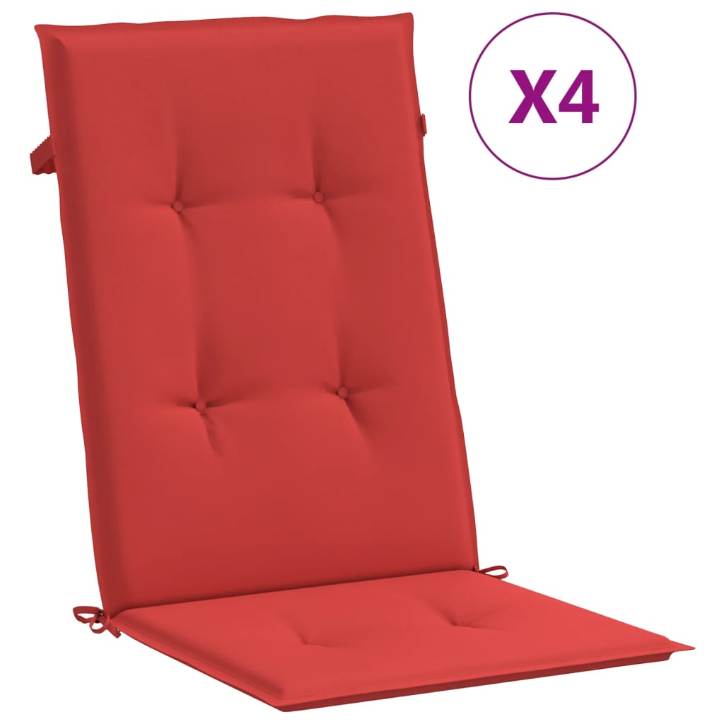 Jastuci za vrtne stolice 4 kom crveni 120x50x3 cm od tkanine