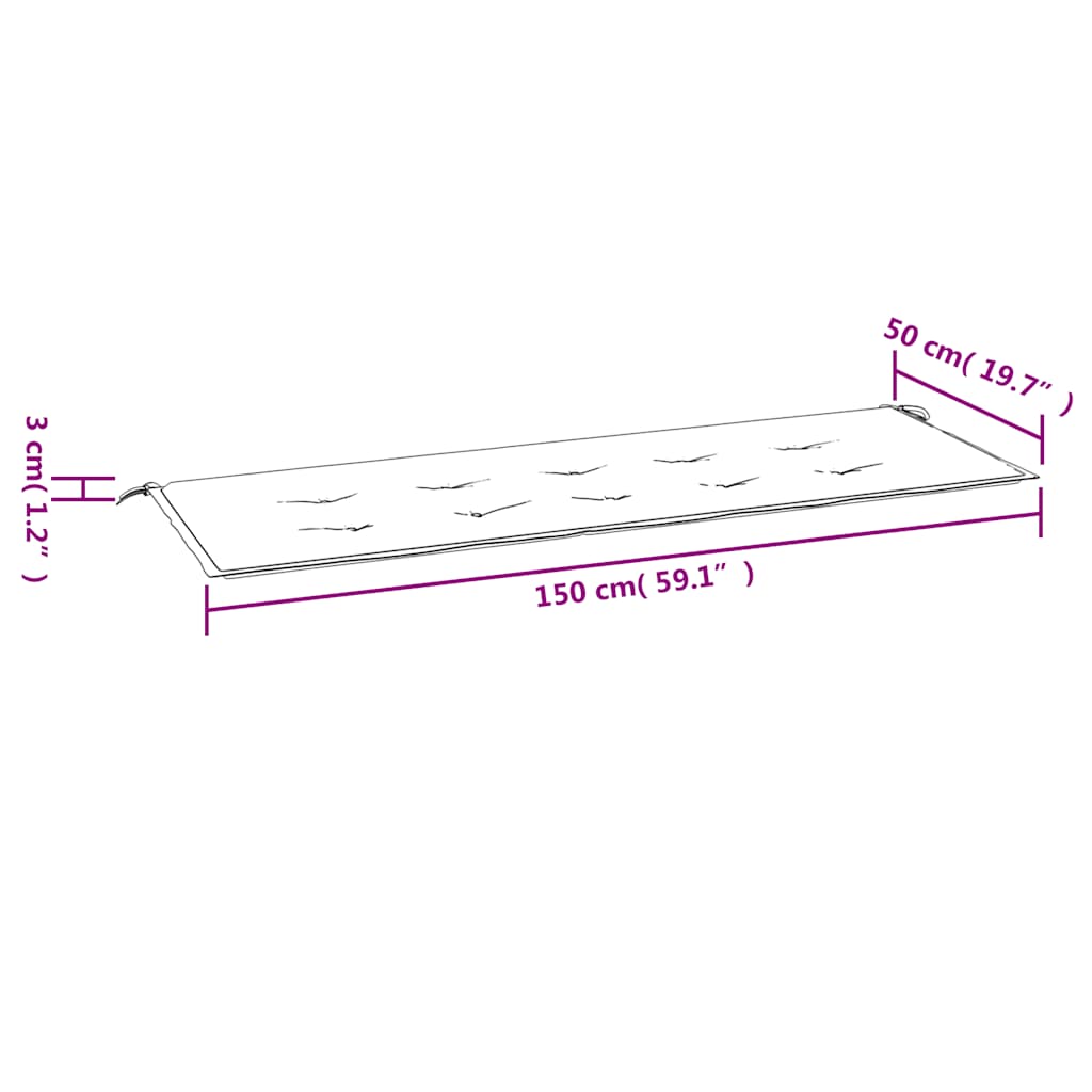 Jastuk za vrtnu klupu zeleni 150 x 50 x 3 cm od tkanine Oxford