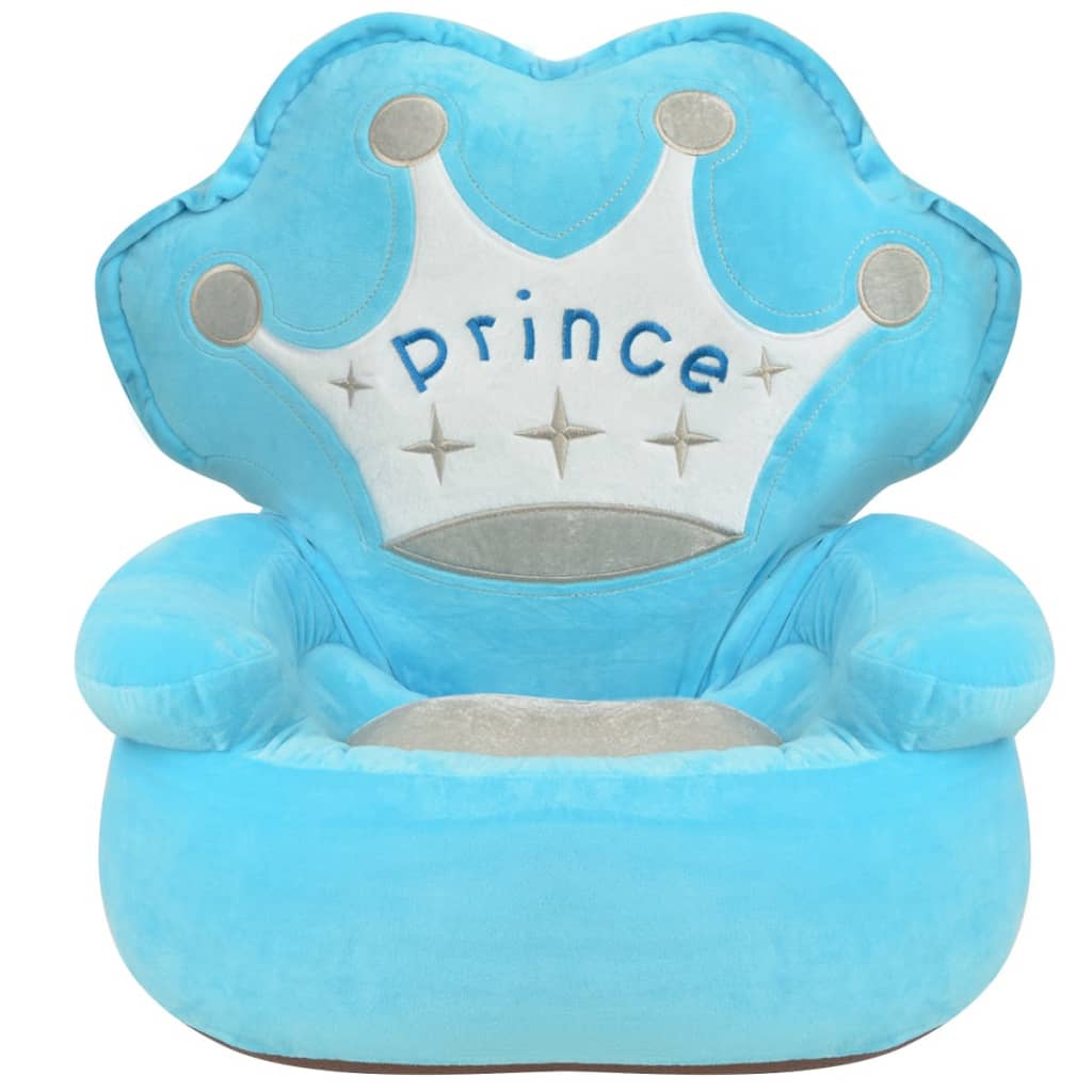 Plišana dječja fotelja s natpisom Prince plava