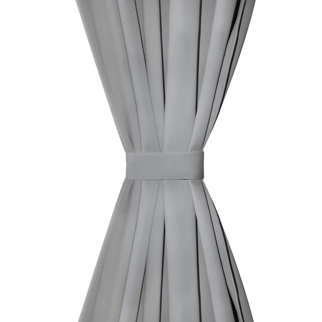 Mikro Satenske Zavjese 2 kom s Tregerima 140x225 cm Sive