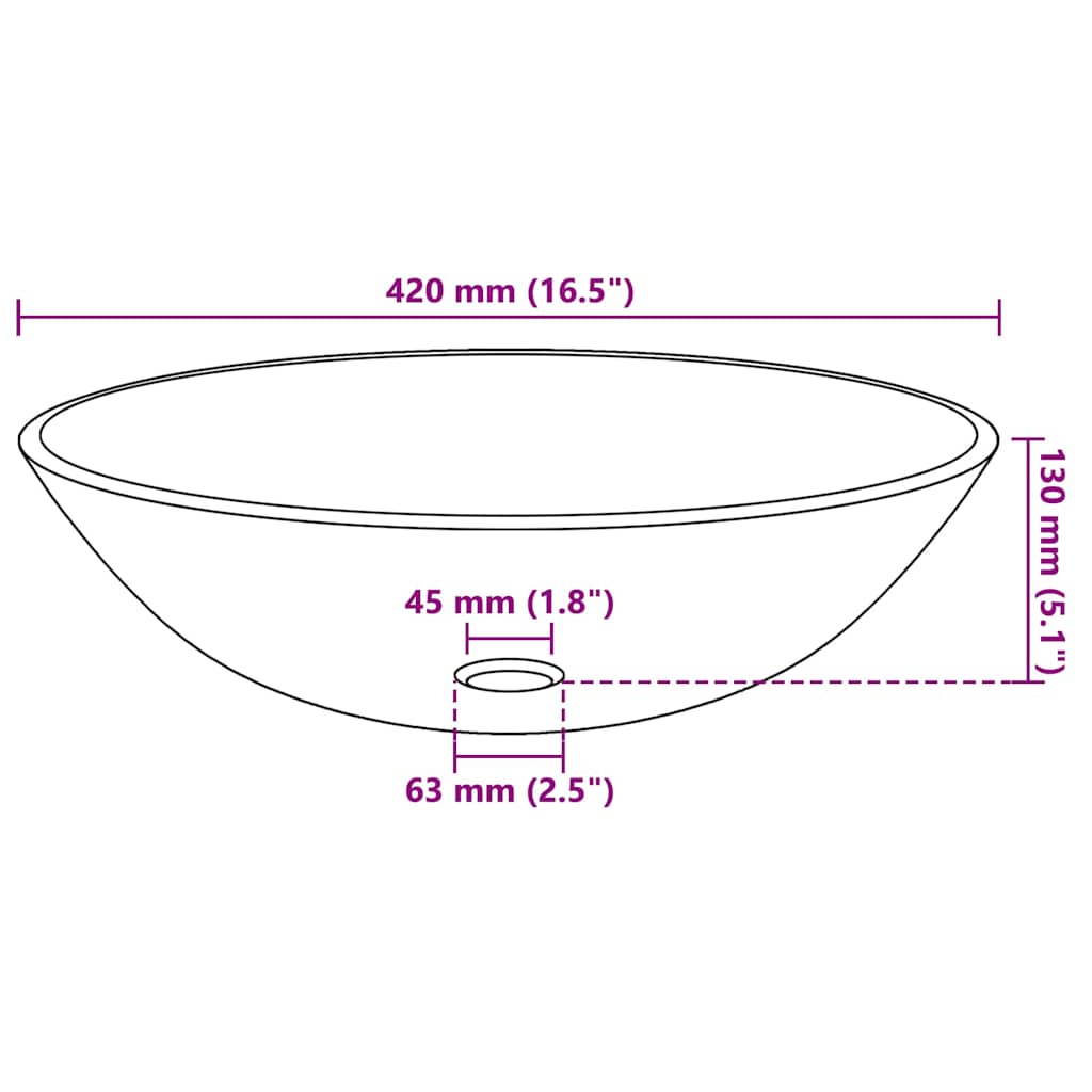 Umivaonik Kaljeno Staklo 42 cm Smeđi